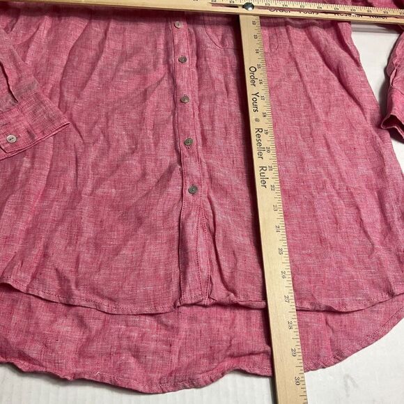 C&C California Linen Button Down Shirt Pink Long Sleeve Boyfriend Fit Top SMALL - Picture 7 of 10